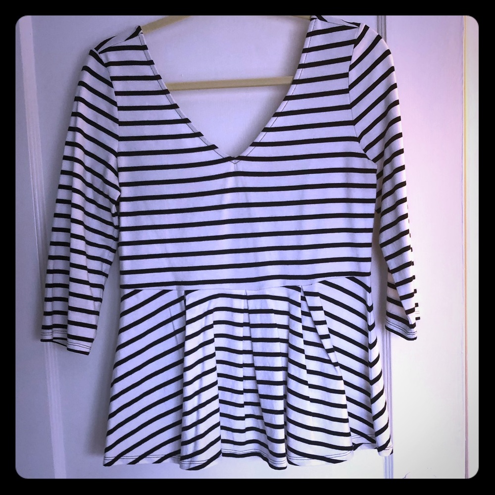 Black and white stripped peplum shirt